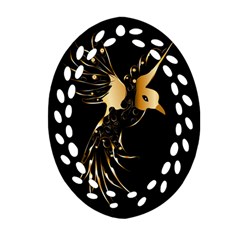 Beautiful Bird In Gold And Black Ornament (oval Filigree) 