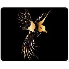 Beautiful Bird In Gold And Black Double Sided Fleece Blanket (medium) 