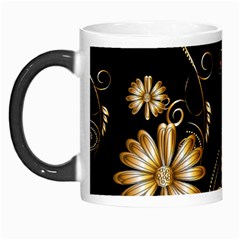 Golden Flowers On Black Background Morph Mugs