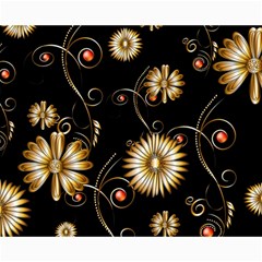 Golden Flowers On Black Background Collage 8  X 10  by FantasyWorld7