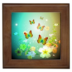 Flowers With Wonderful Butterflies Framed Tiles by FantasyWorld7