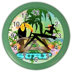 Surfing Color Wall Clocks by FantasyWorld7