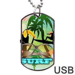 Surfing Dog Tag Usb Flash (two Sides)  by FantasyWorld7