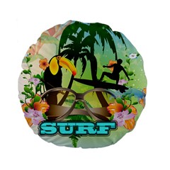 Surfing Standard 15  Premium Flano Round Cushions by FantasyWorld7