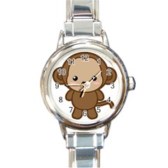 Kawaii Monkey Round Italian Charm Watches