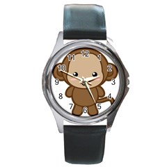 Kawaii Monkey Round Metal Watches