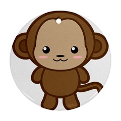 Kawaii Monkey Round Ornament (two Sides) 