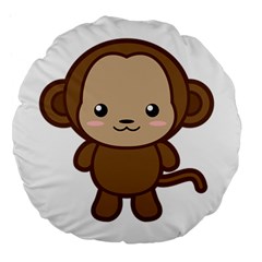 Kawaii Monkey Large 18  Premium Flano Round Cushions by KawaiiKawaii