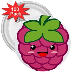 Raspberry 3  Buttons (100 Pack)  by KawaiiKawaii