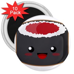 Kawaii Sushi 3  Magnets (10 Pack)  by KawaiiKawaii