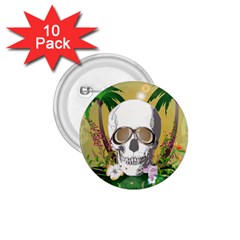 Funny Skull With Sunglasses And Palm 1 75  Buttons (10 Pack) by FantasyWorld7