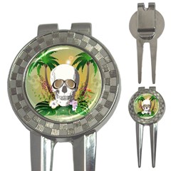 Funny Skull With Sunglasses And Palm 3-in-1 Golf Divots by FantasyWorld7