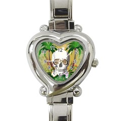 Funny Skull With Sunglasses And Palm Heart Italian Charm Watch by FantasyWorld7