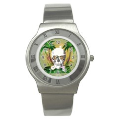 Funny Skull With Sunglasses And Palm Stainless Steel Watches by FantasyWorld7