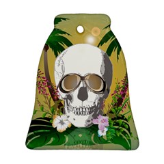 Funny Skull With Sunglasses And Palm Ornament (bell)  by FantasyWorld7