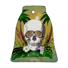 Funny Skull With Sunglasses And Palm Bell Ornament (2 Sides) by FantasyWorld7