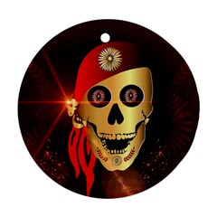 Funny, Happy Skull Round Ornament (two Sides) 