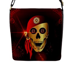 Funny, Happy Skull Flap Messenger Bag (l)  by FantasyWorld7