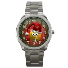 Funny Christmas Smiley Sport Metal Watches by FantasyWorld7