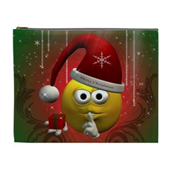 Funny Christmas Smiley Cosmetic Bag (xl) by FantasyWorld7