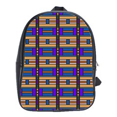Rectangles And Stripes Pattern School Bag (large) by LalyLauraFLM