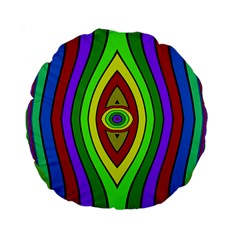 Colorful Symmetric Shapes Standard 15  Premium Round Cushion  by LalyLauraFLM
