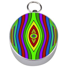 Colorful Symmetric Shapes Silver Compass