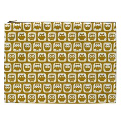 Olive And White Owl Pattern Cosmetic Bag (xxl)  by GardenOfOphir
