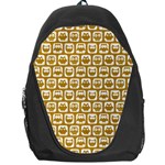 Olive And White Owl Pattern Backpack Bag Front