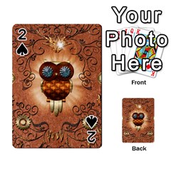 Steampunk, Funny Owl With Clicks And Gears Playing Cards 54 Designs 