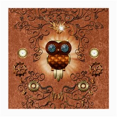 Steampunk, Funny Owl With Clicks And Gears Medium Glasses Cloth (2-side) by FantasyWorld7