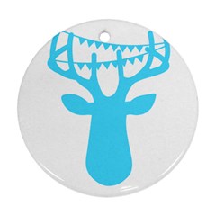 Party Deer With Bunting Round Ornament (two Sides)  by CraftyLittleNodes