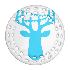 Party Deer With Bunting Ornament (round Filigree)  by CraftyLittleNodes
