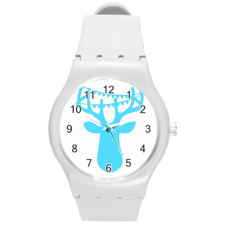 Party Deer With Bunting Round Plastic Sport Watch (M)