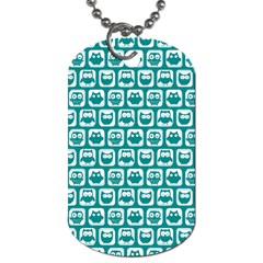 Teal And White Owl Pattern Dog Tag (one Side) by GardenOfOphir