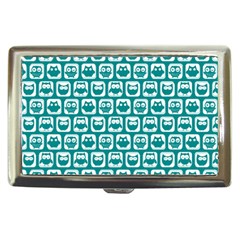 Teal And White Owl Pattern Cigarette Money Cases by GardenOfOphir