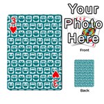 Teal And White Owl Pattern Playing Cards 54 Designs  Front - Heart3