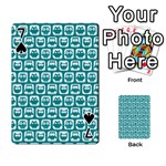 Teal And White Owl Pattern Playing Cards 54 Designs  Front - Spade7