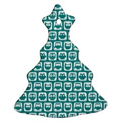 Teal And White Owl Pattern Ornament (Christmas Tree)