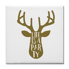 Life Is A Party Buck Deer Tile Coasters by CraftyLittleNodes