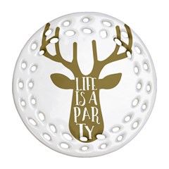 Life Is A Party Buck Deer Round Filigree Ornament (2side) by CraftyLittleNodes