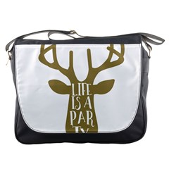 Life Is A Party Buck Deer Messenger Bags by CraftyLittleNodes