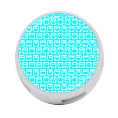 Aqua Turquoise And White Owl Pattern 4-port Usb Hub (one Side) by GardenOfOphir