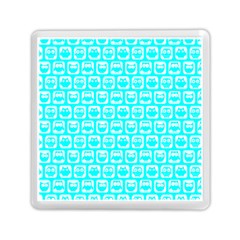 Aqua Turquoise And White Owl Pattern Memory Card Reader (square)  by GardenOfOphir