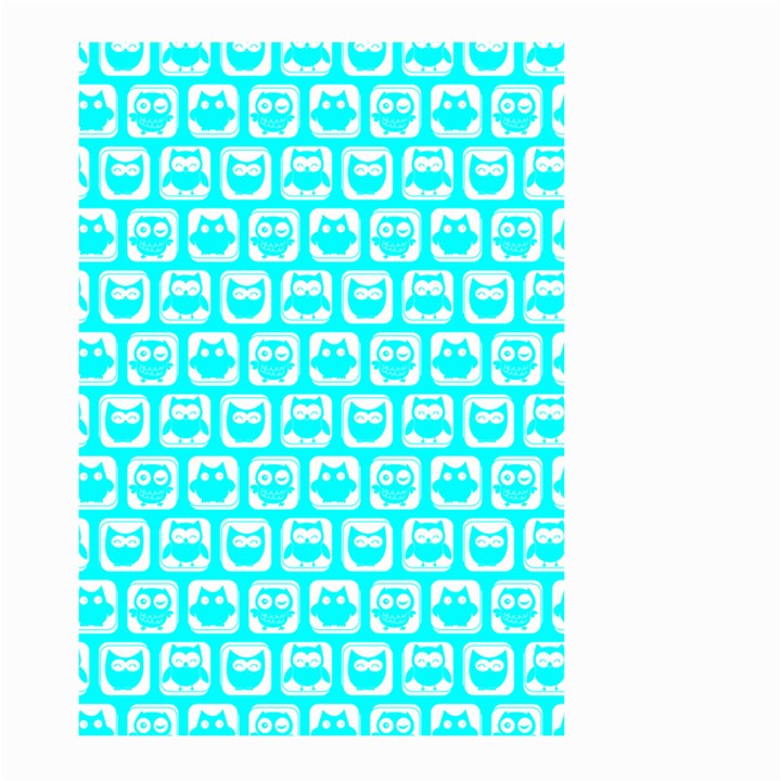 Aqua Turquoise And White Owl Pattern Large Garden Flag (Two Sides)