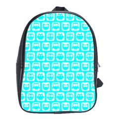 Aqua Turquoise And White Owl Pattern School Bags (xl)  by GardenOfOphir