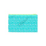 Aqua Turquoise And White Owl Pattern Cosmetic Bag (XS) Back