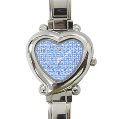 Blue And White Owl Pattern Heart Italian Charm Watch by GardenOfOphir