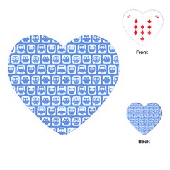 Blue And White Owl Pattern Playing Cards (heart)  by GardenOfOphir