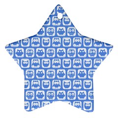 Blue And White Owl Pattern Star Ornament (two Sides)  by GardenOfOphir